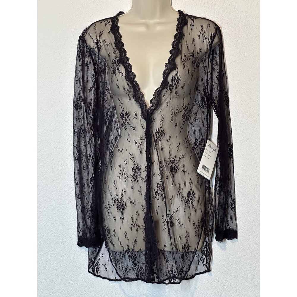 New Vtg  Y2K Dreamgirl Sheer Purple Lace Nighty Robe Boho Fairy Whimsigoth Layer